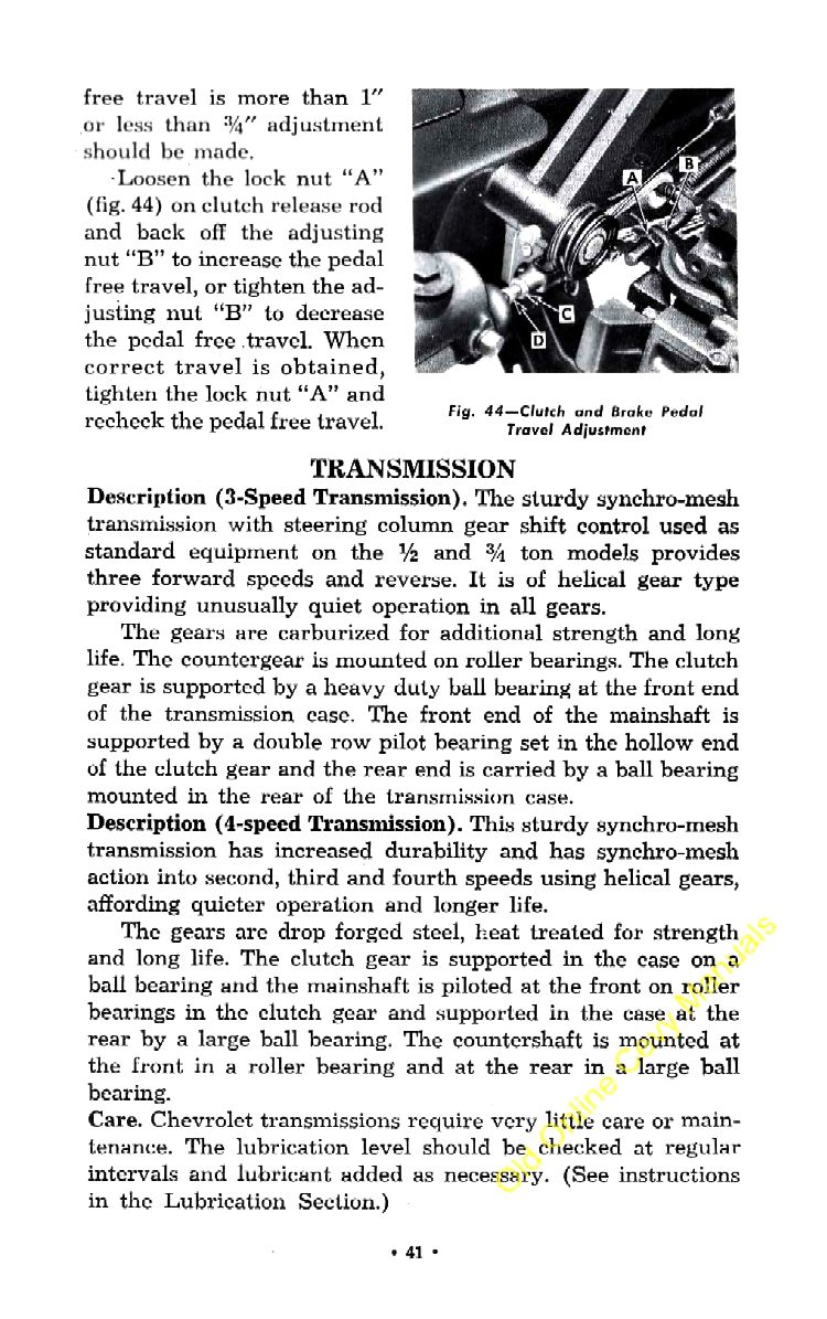 1953 Chevrolet Trucks Operators Manual Page 42